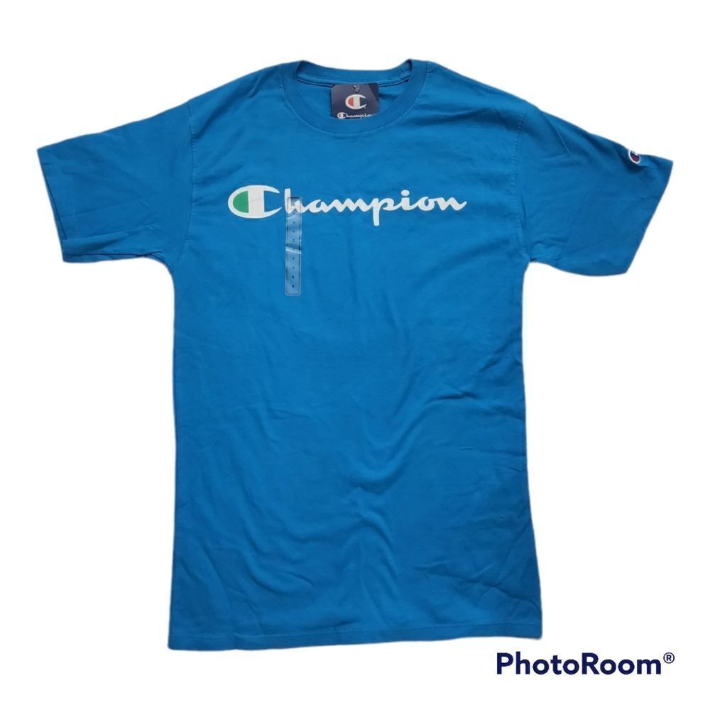 Champion Men's Size Small Blue Logo Short Sleeve T-shirt